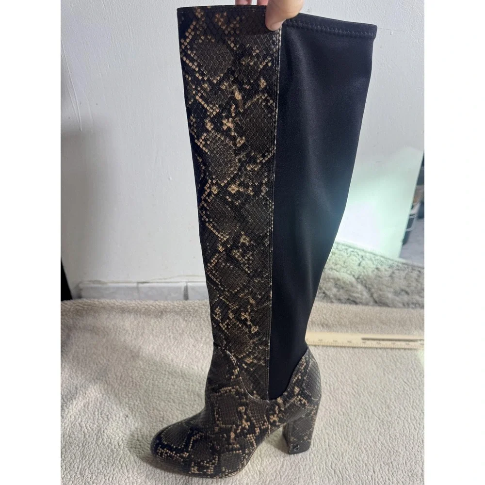 Circus Sam Edelman Boots Womens Size 6.5M Brown Snake Print Clarimont Block Heel